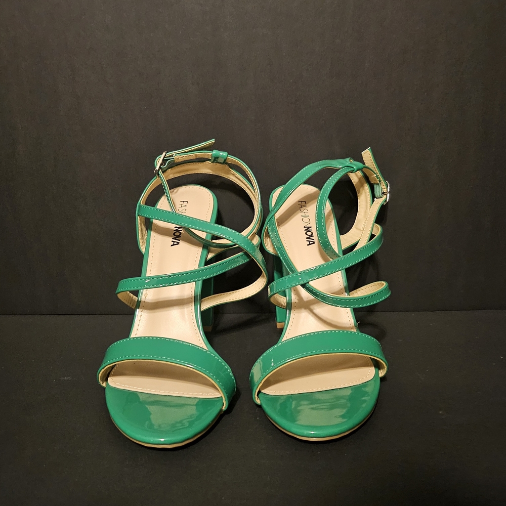 Fashion Nova Green Strappy Heels - Picture 6 of 9